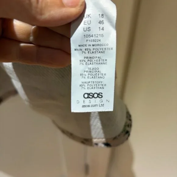 ASOS Design Floral Dress Size 14 3/4 Sleeves Textured Crepe - Picture 6 of 10